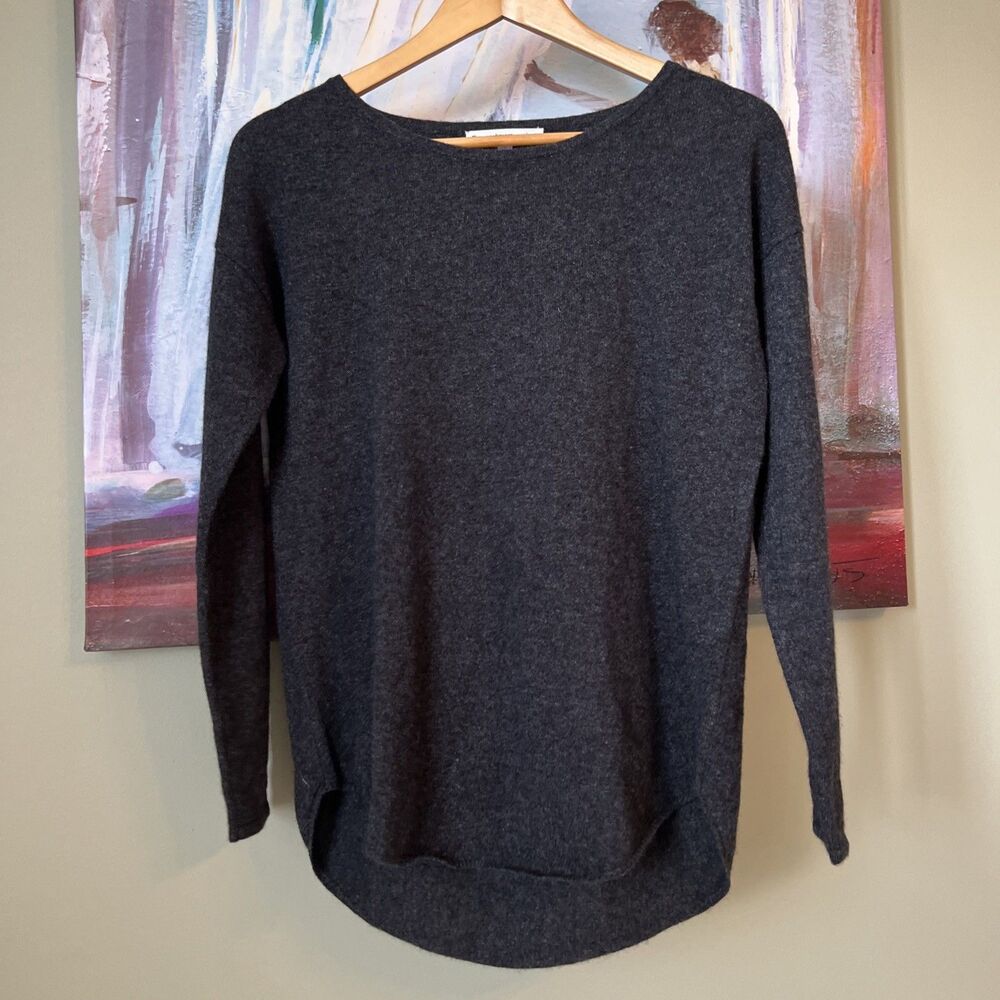 The Cashmere Project Sweater Women S Gray 100% Cashmere Heart Love Pullover EUC